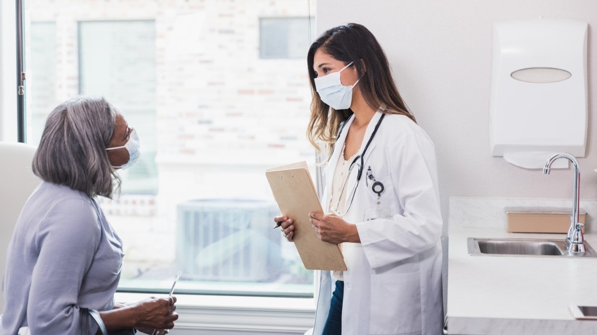 a patient talking to her doctor