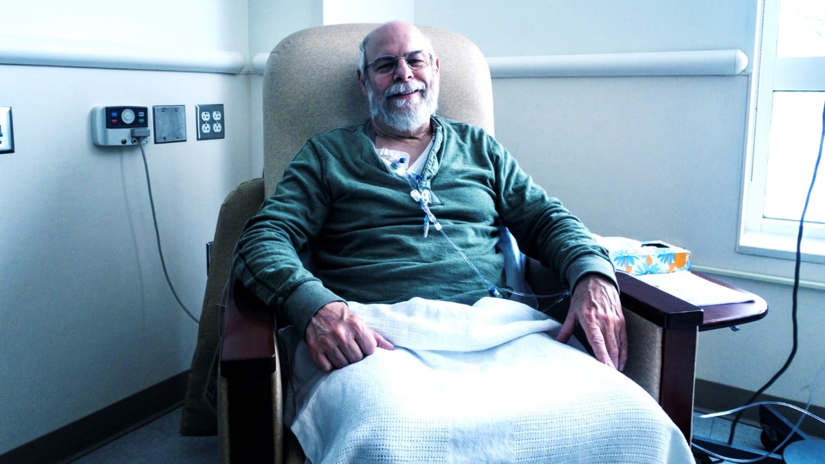 a man receiving chemotherapy