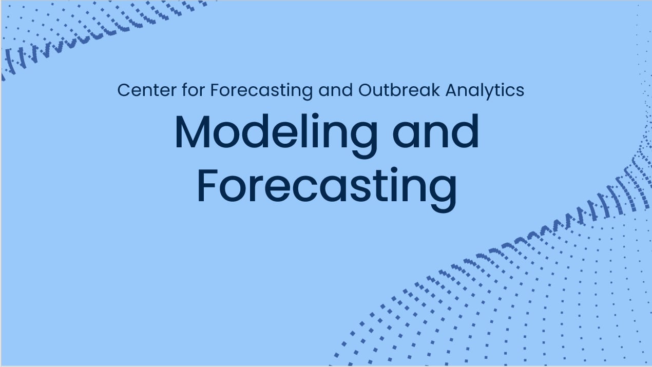 blue background, dark blue waves, and dark blue text that says "Modeling and Forecasting"