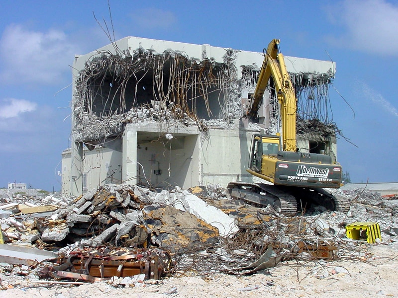 Image of a chemical agent destruction building being demolished.