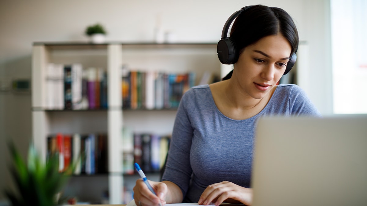 Young woman working from home