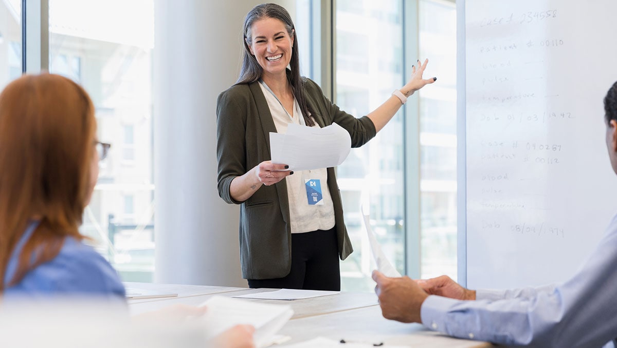 woman leading a class