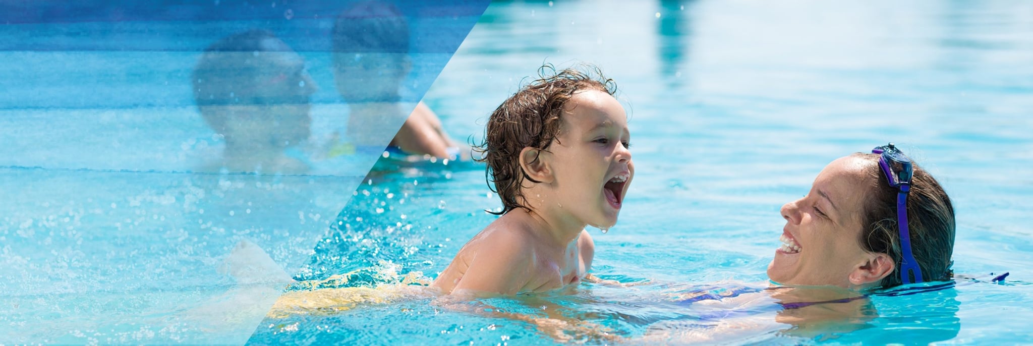 Parents with children in pool