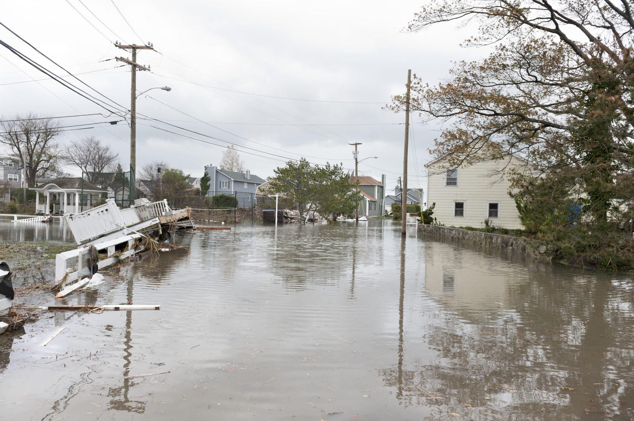 A view of a road after flooding.