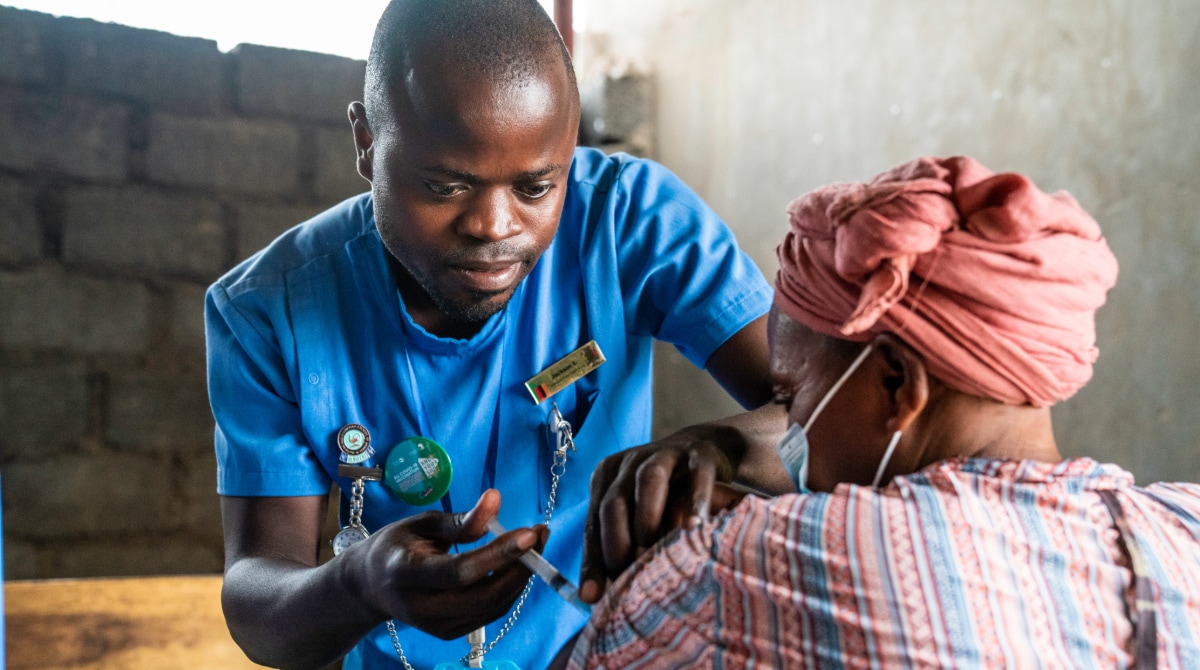 Photo of a person receiving a COVID-19 vaccine.