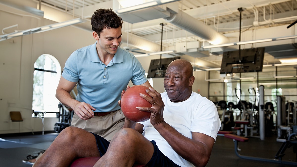 Man exercising at the gym.