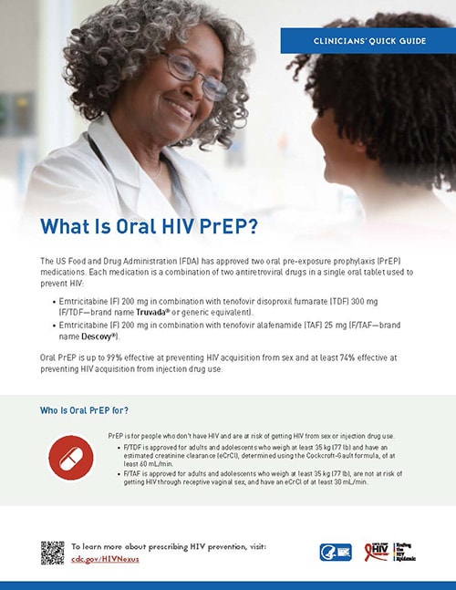 clinicians' quick guide: what is oral hiv prep? (thumbnail)