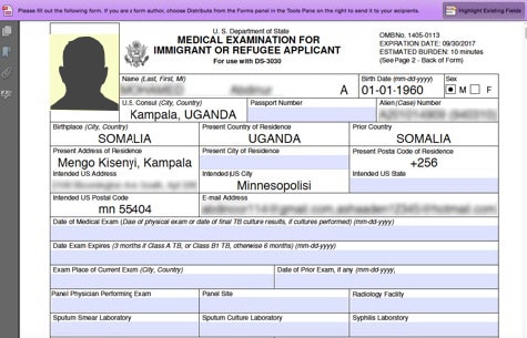 Medical Examination for Immigrant or Refugee Applicant form