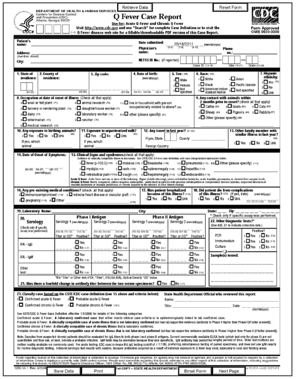 Q Fever Case Report Form