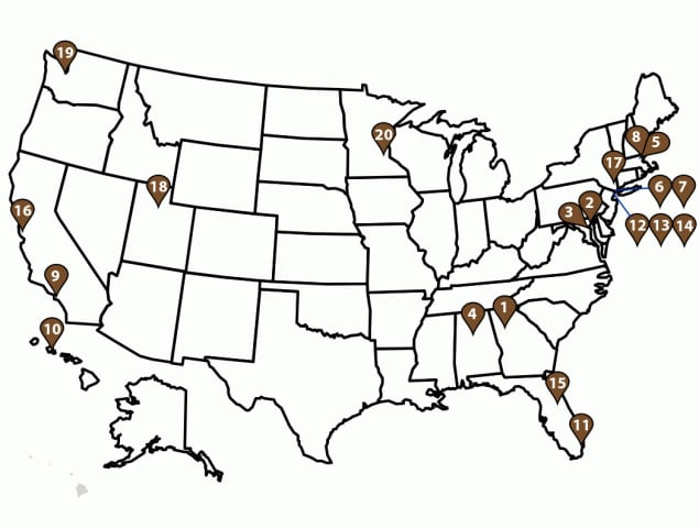 Figure is a map of the world showing the location of 71 GeoSentinel Network sites and 164 affiliate members in 2021.