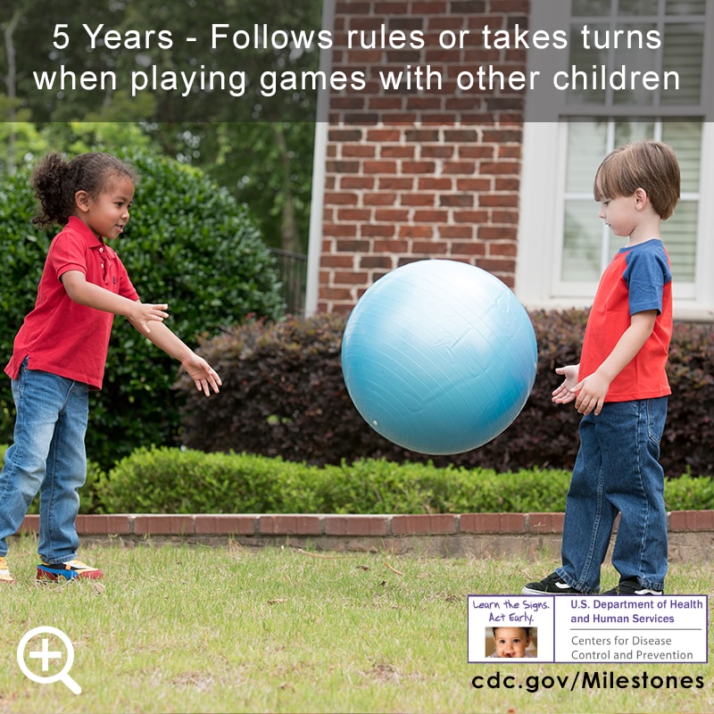 Follows rules or takes turns when playing games with other children