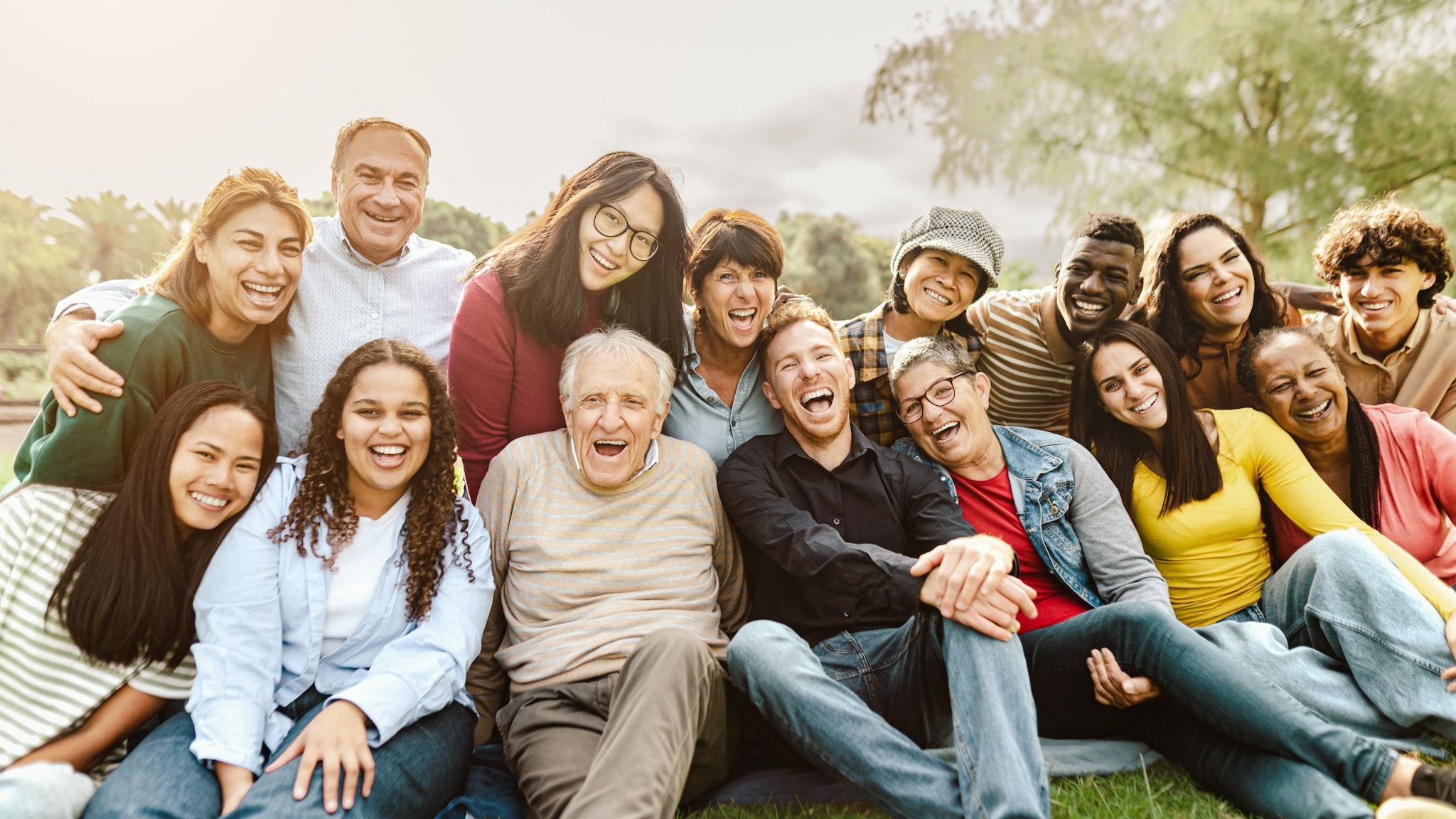 Group of people smiling.