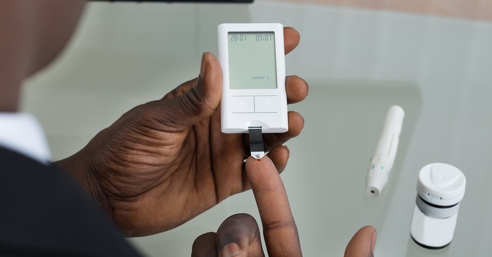 Diabetes patient reader a blood sugar meter.