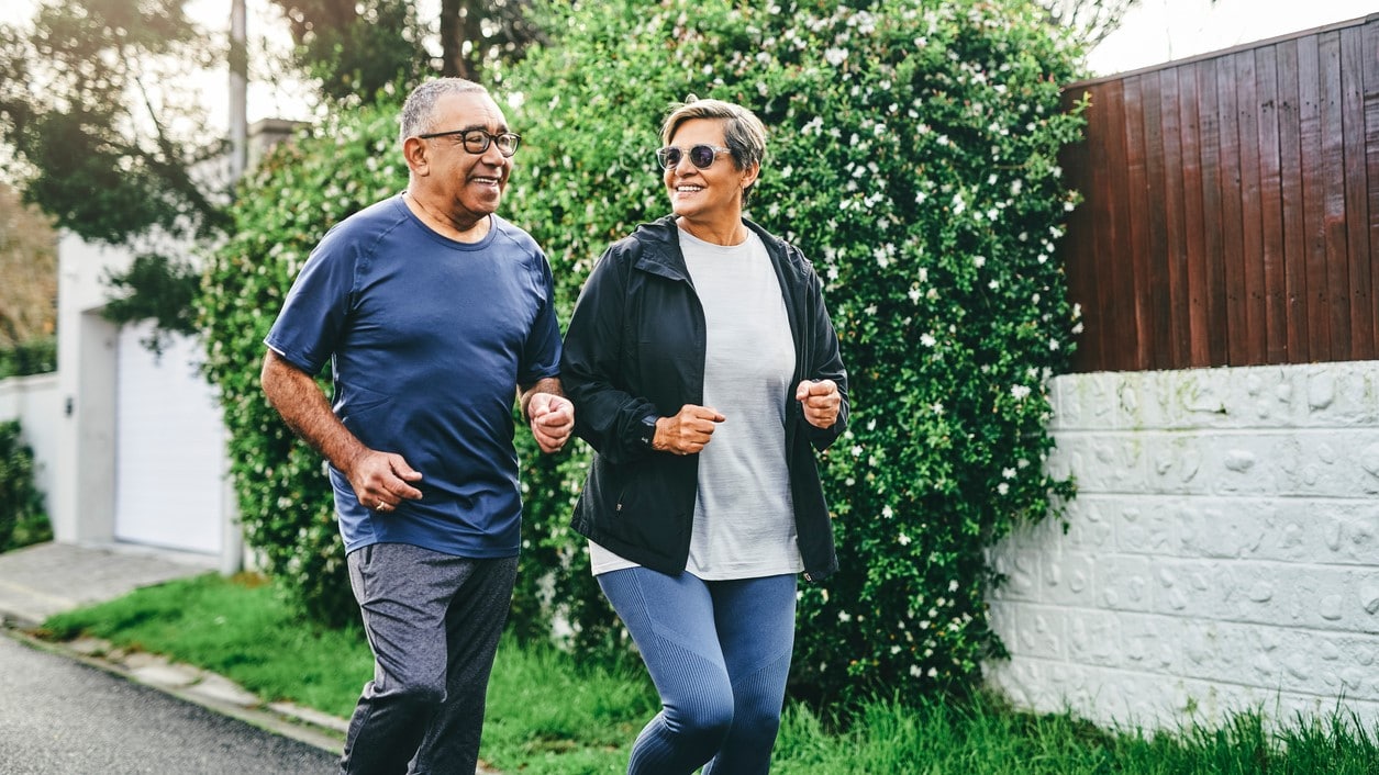 Couple jogging outdoors