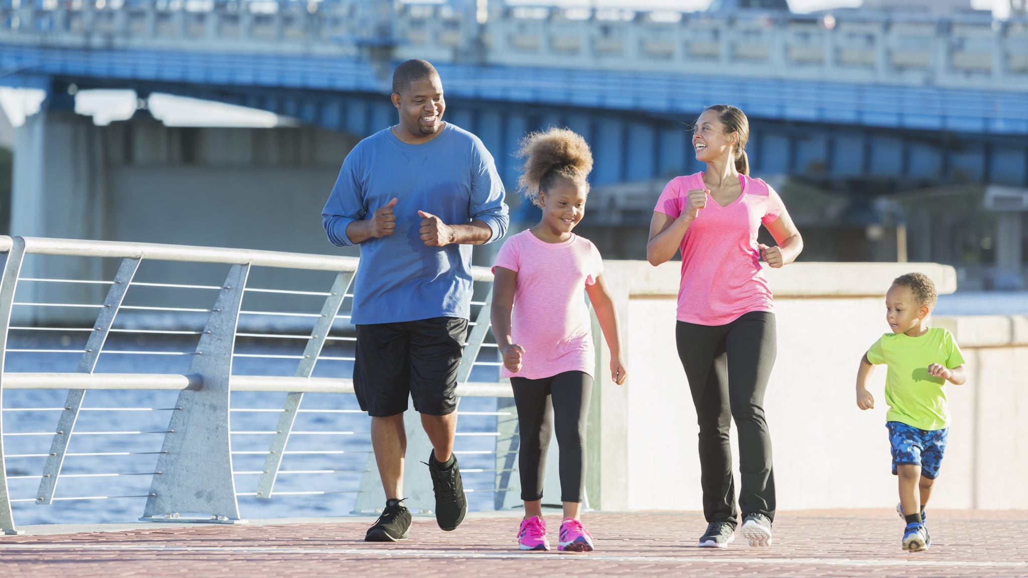 Family on a pier