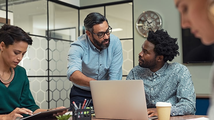 People collaborating in an office.