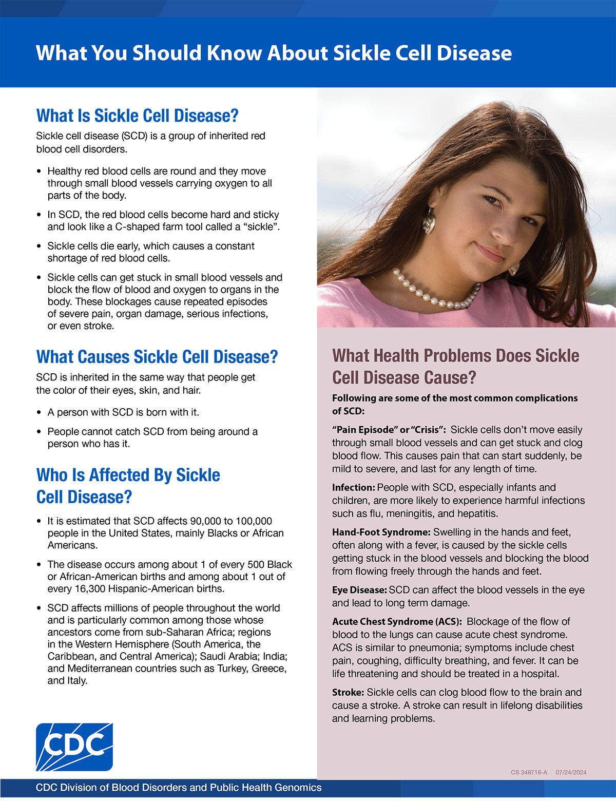 What You Should Know about Sickle Cell Disease fact sheet